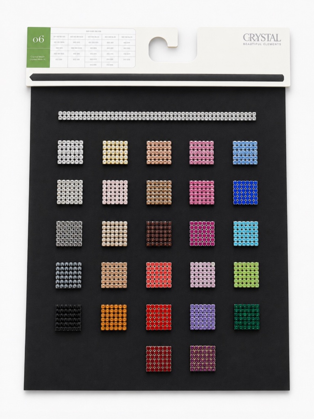 Swarovski Crystal Mesh Sample Card – Assorted Colour Swatches